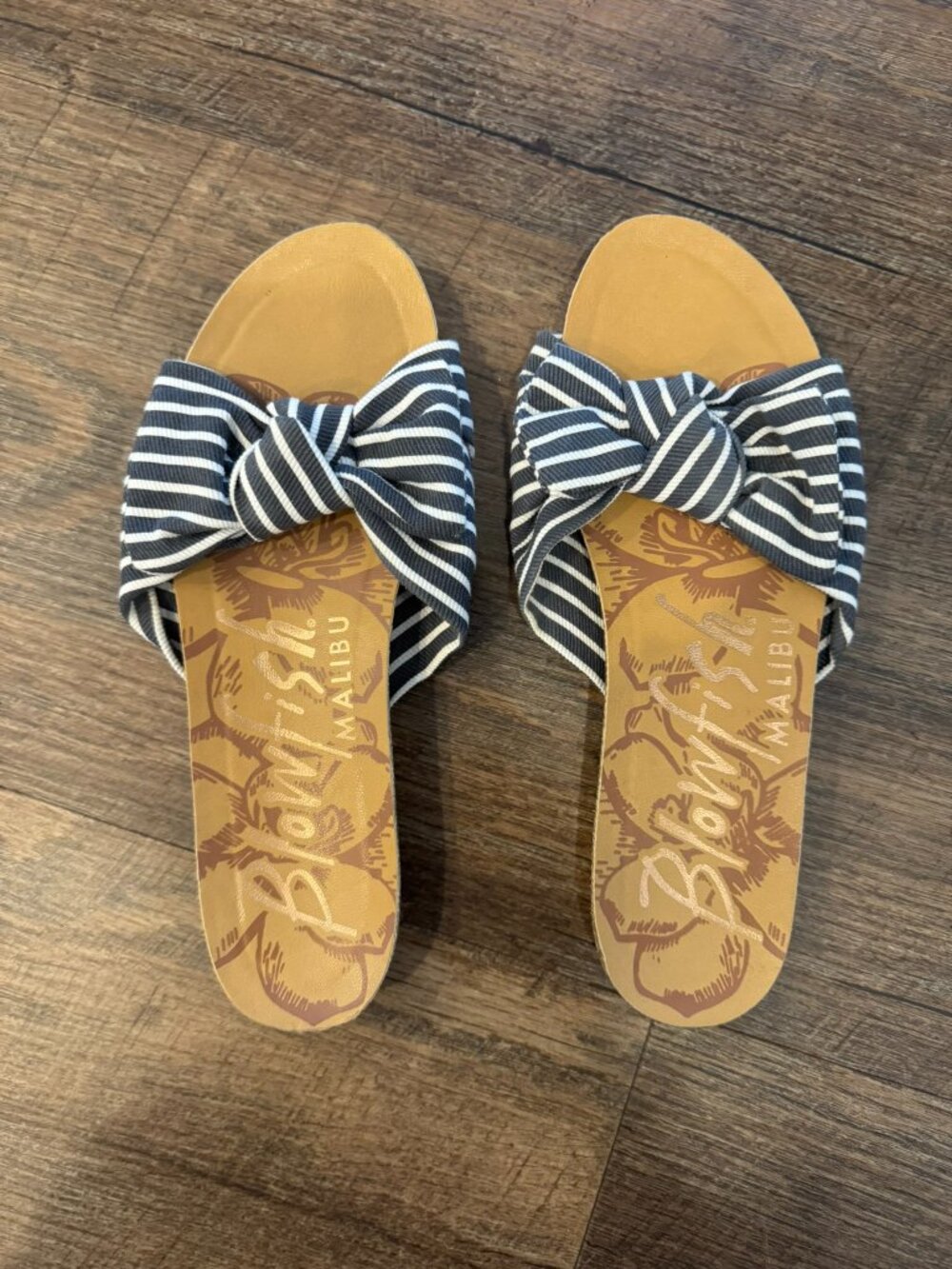 Navy Blue and White Bow Sandals Slides by Blowfish - Women's Size 7